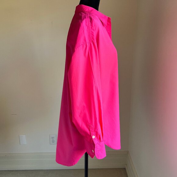 ANTHROPOLOGIE x MAEVE The Bennet Button Down Shirt Cotton Hot Pink Medium - Picture 9 of 13